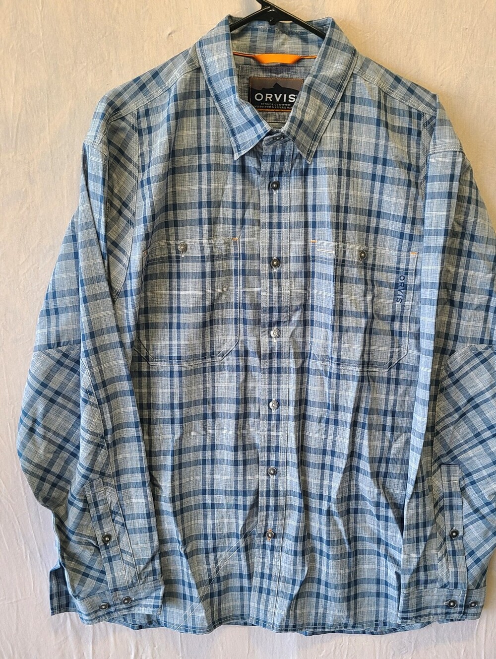 ORVIS MEN'S LONG SLEEVES ACTIVE FIT SHIRT Outdoor Outfitters XL .gray White